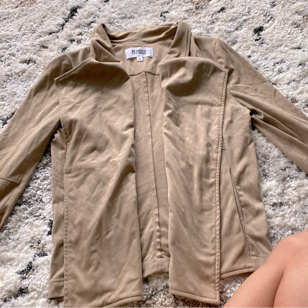 Suede Drape Front Jacket - Picture 2 of 4